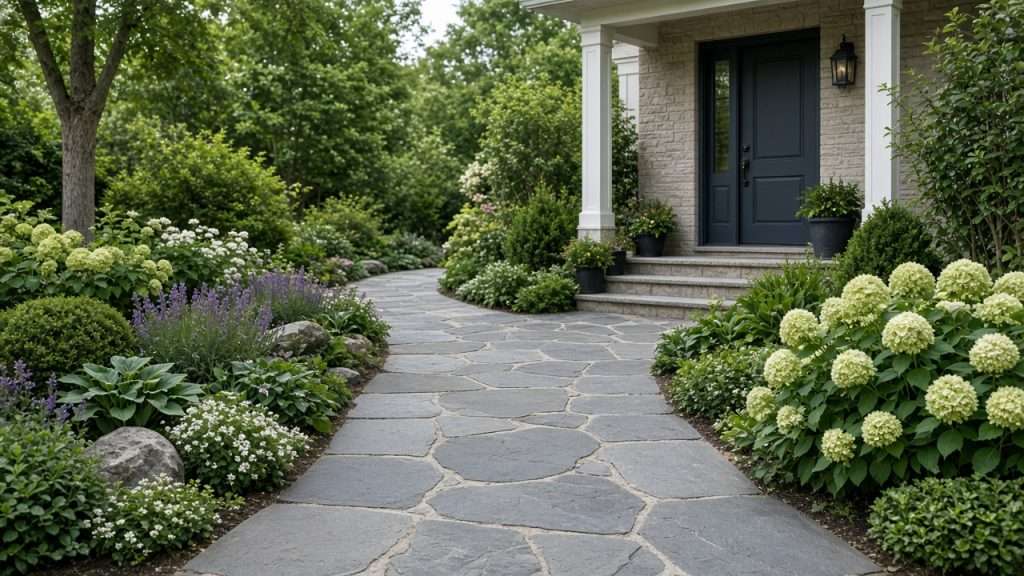 Clean bluestone walkway in Orange County