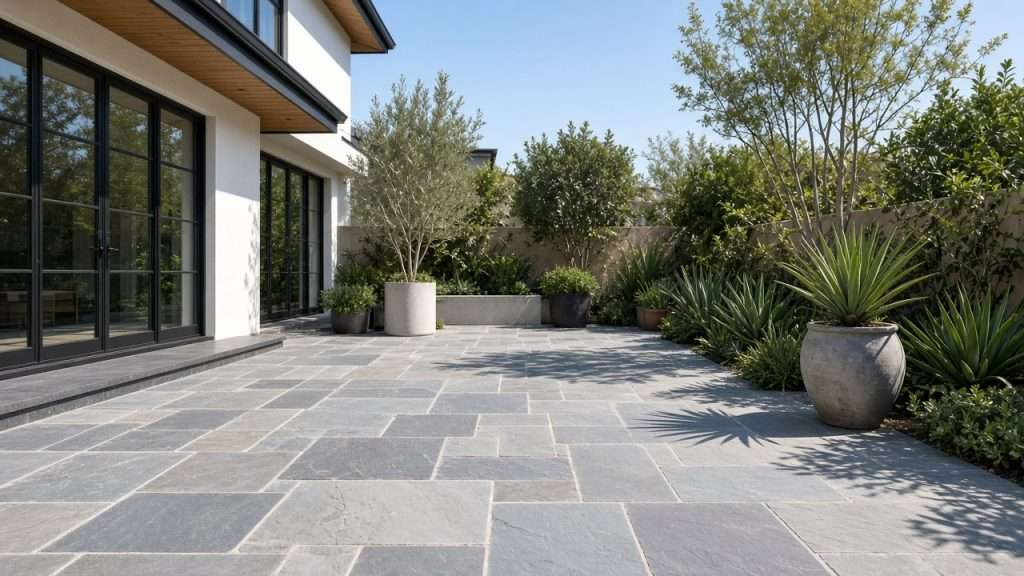Clean bluestone patio at a Bay Area home