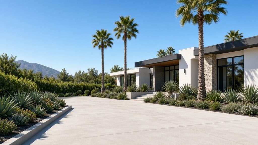 Clean concrete driveway at a Los Angeles home