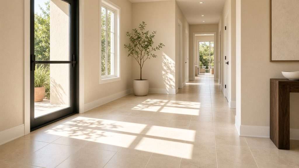 Clean ceramic tile hallway floor in Los Angeles