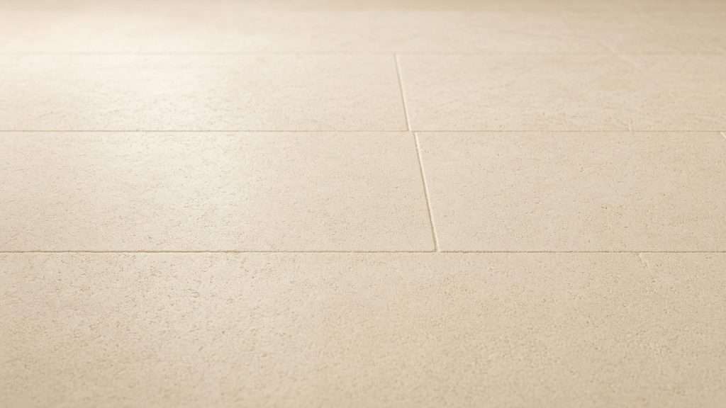 Close-up of cleaned and sealed limestone tile in the Bay Area