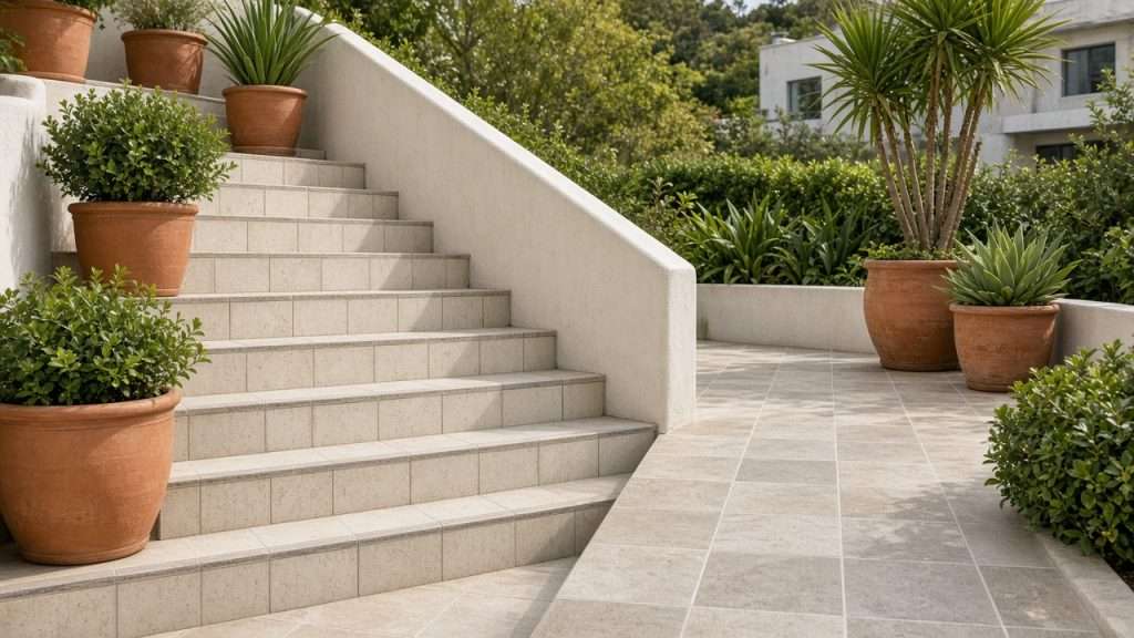 Clean outdoor tile steps in the Bay Area