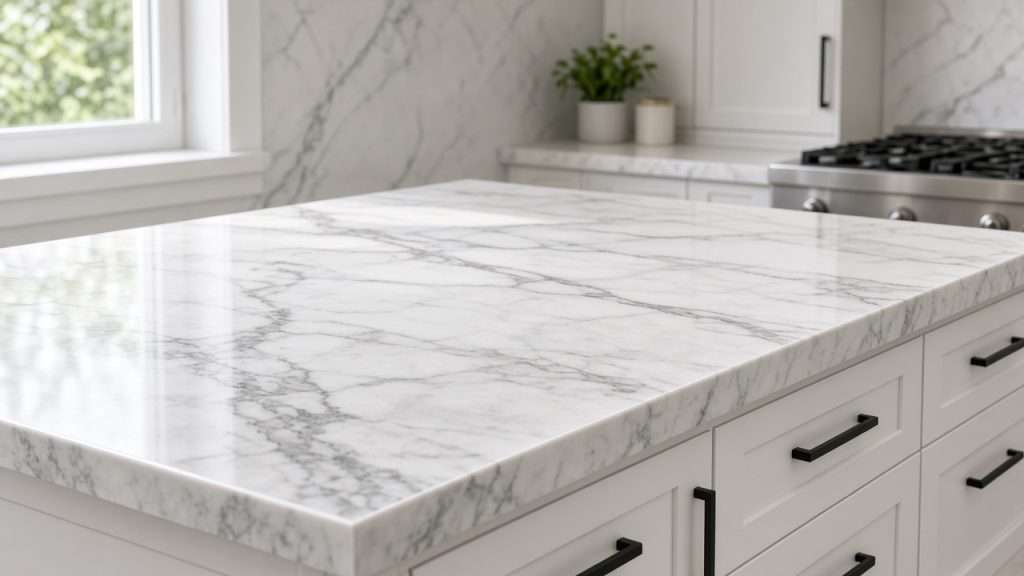 Polished marble countertop in the Bay Area