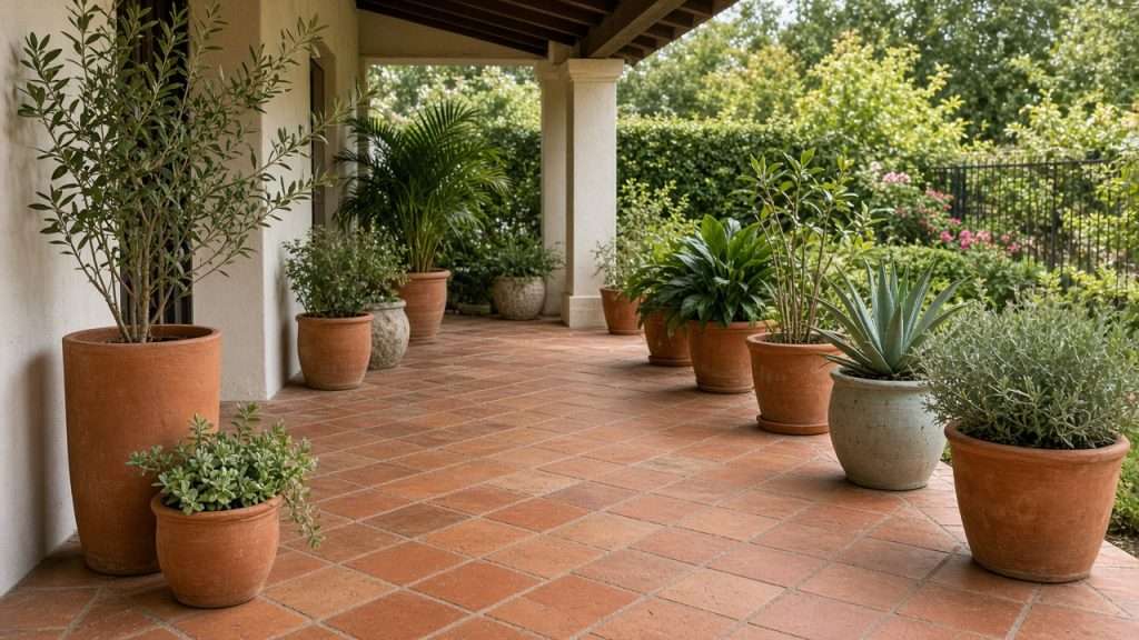 Clean Saltillo tile patio at a San Diego home