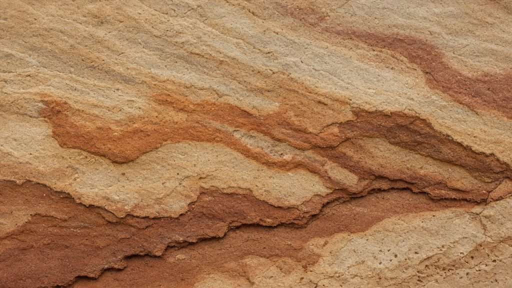 Close-up of clean sandstone tile showing natural layered color bands