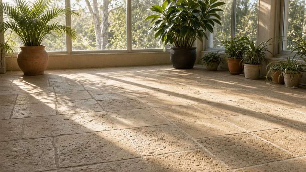 Clean sandstone sunroom floor in the Bay Area