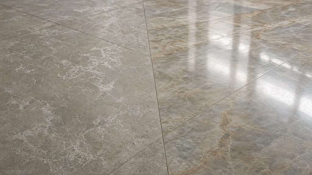 Before and after stone floor restoration in San Diego