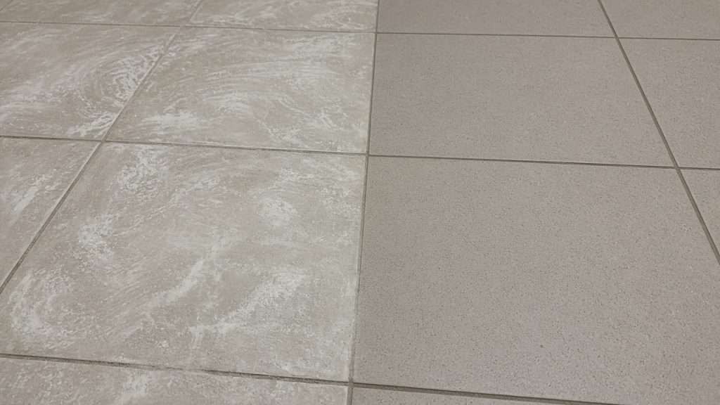 Close-up of stripped tile surface in the Bay Area